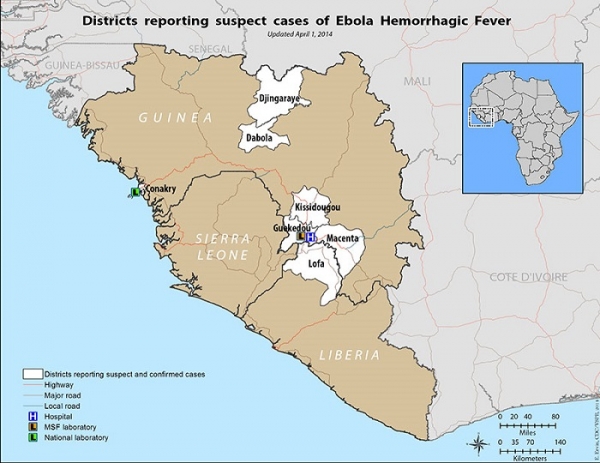 Peta penyebaran virus ebola
