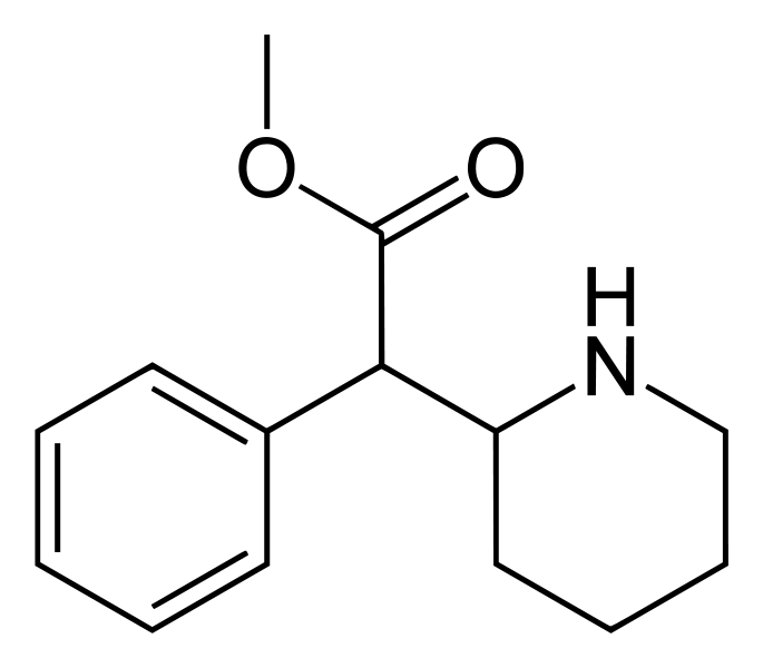 Struktur kimia methylphenidate.
