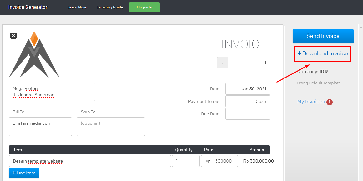 cara membuat invoice sederhana